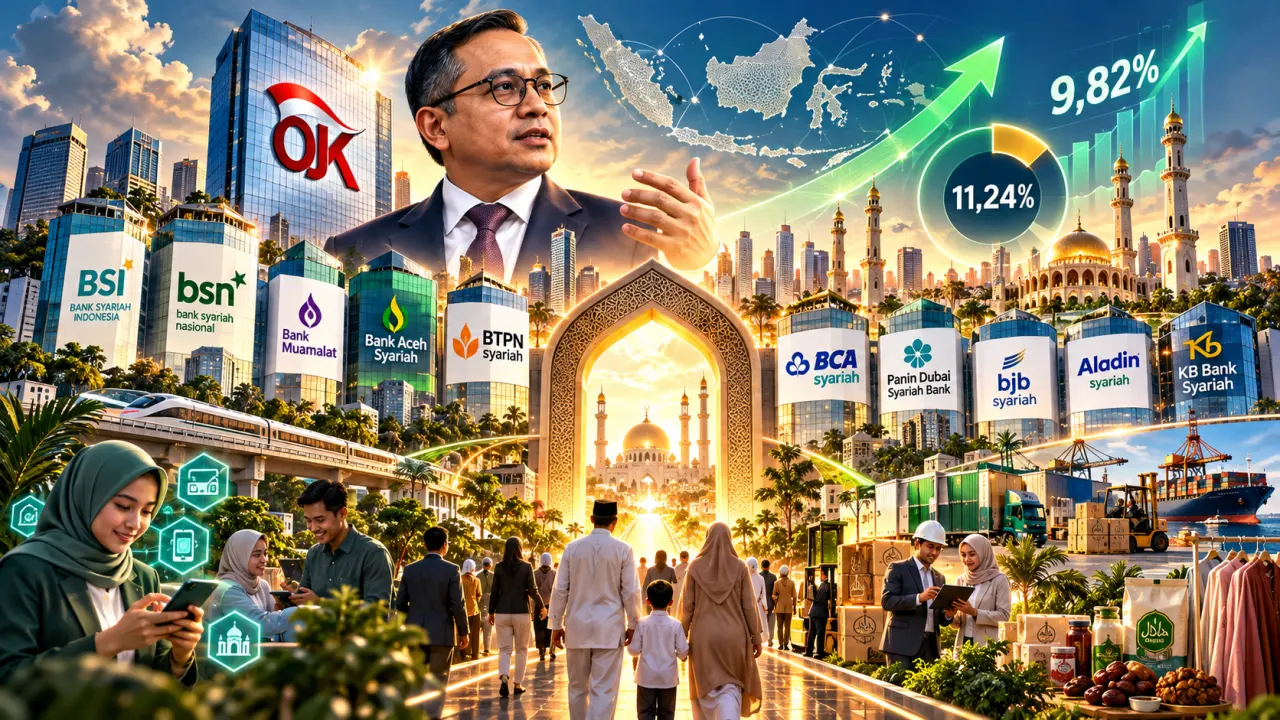Aset keuangan syariah nasional tumbuh 9,82%, namun pangsa pasarnya masih tertahan di level 11,24% dari total industri keuangan.