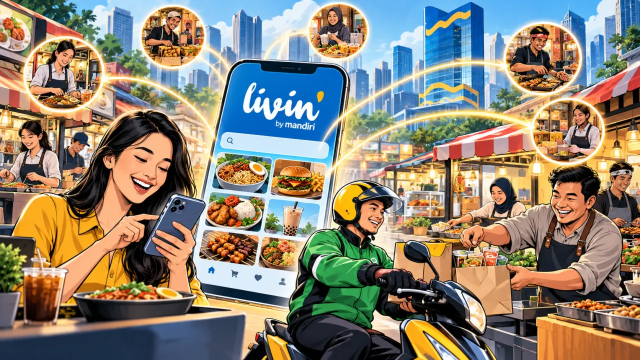 Bank Mandiri menghadirkan Livin' Food untuk memperluas akses pasar UMKM kuliner melalui ekosistem digital. Dengan menggandeng lebih dari 2.300 merchant, fitur ini menghubungkan pelaku usaha dengan jutaan pengguna Livin' by Mandiri. Langkah ini memperkuat digitalisasi dan mendorong pertumbuhan ekonomi kerakyatan.